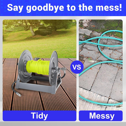Pressure Washer Hose Reel 300ft x 3/8" / 500ft x 1/4", Heavy Duty