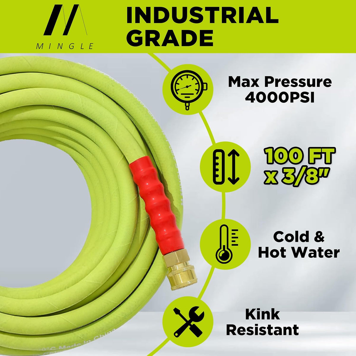 Pressure Washer Hose Reel 300ft x 3/8" / 500ft x 1/4", Heavy Duty