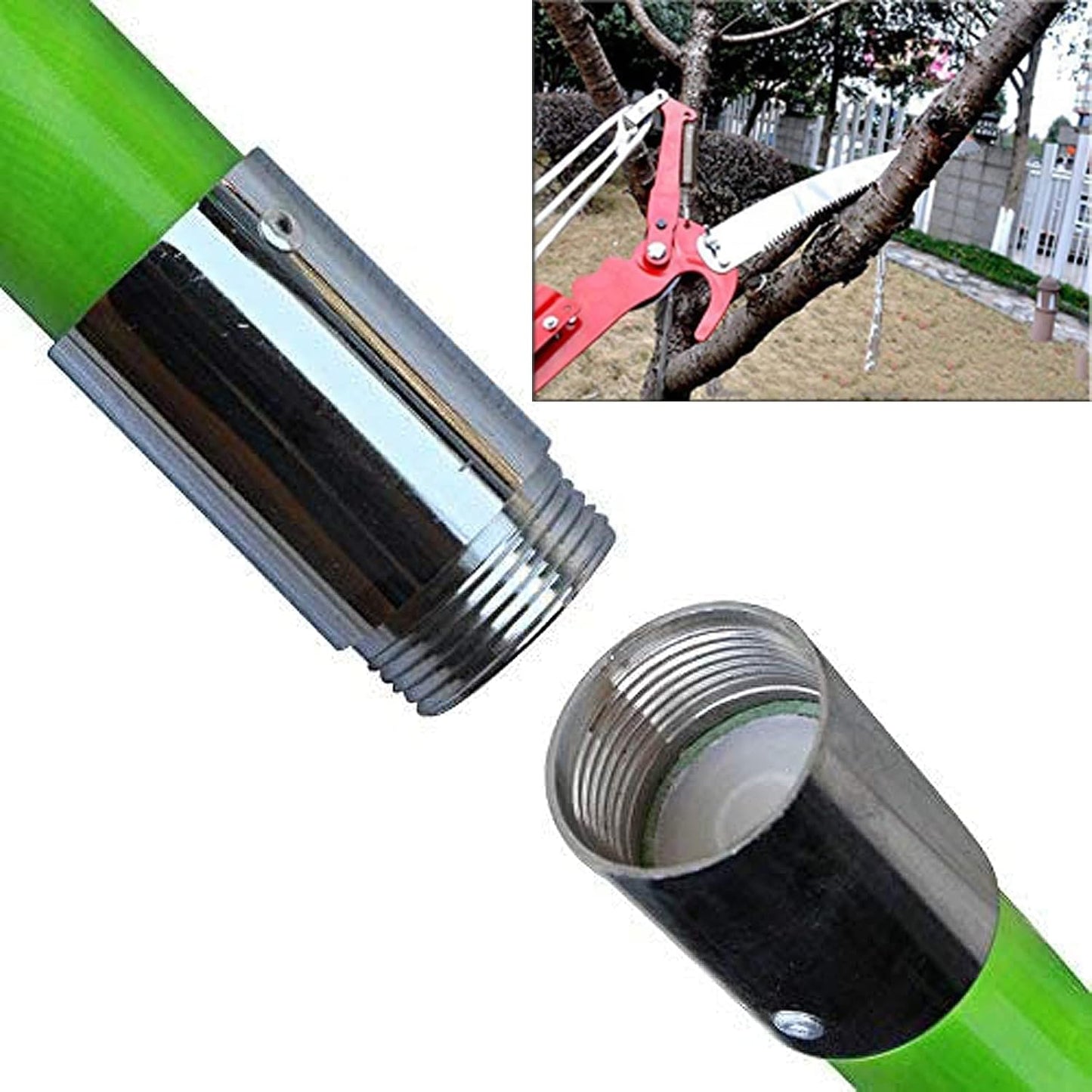 Manual Pole Saw, 7-26 ft Extension Tree Pole Pruner, 2 In 1 Tree Scissor Saw and Scissor for High Branches Trimming Garden Tools Loppers Hand Pole Saws Tree Pruner Pole Saw Trimmer Branches