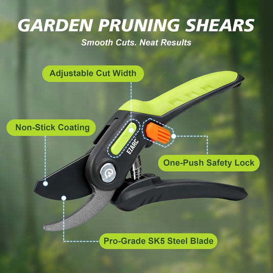 EZARC Bypass Pruning Shears, SK5 Steel Blade, 1 Inch Cut Capacity