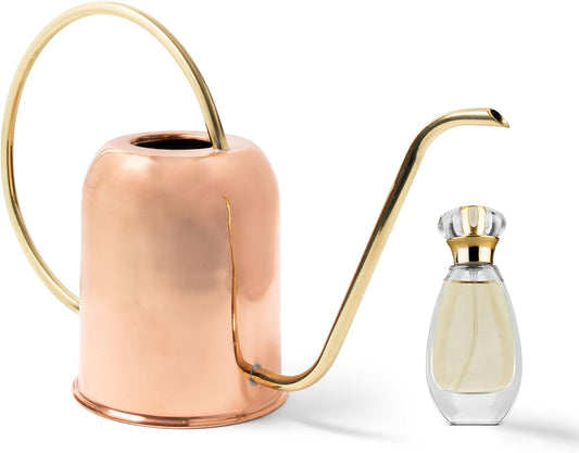 Copper Watering Can Indoor Plants - 48oz Long Spout Precise Small Water Can for Plants, Bonsai, Succulents, Houseplants, or Garden - Metal Inside or Outdoor Plant Watering Cans