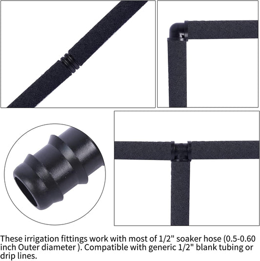 Garden Hose Accessories, Soaker Hose Coupler Accessory Quick Set Connector, Irrigation Fittings Kit for 1/2" Tubing,Adapter, Irrigation Water Hose Connector