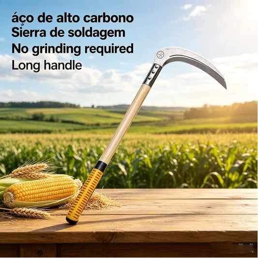 Steel Weeding Sickle,Manganese Steel Blade/Solid Wood Handle Hand held Sickle Tool - Multipurpose Gardening Weeding Grass Sickle and Farming Portable Safety Sickle