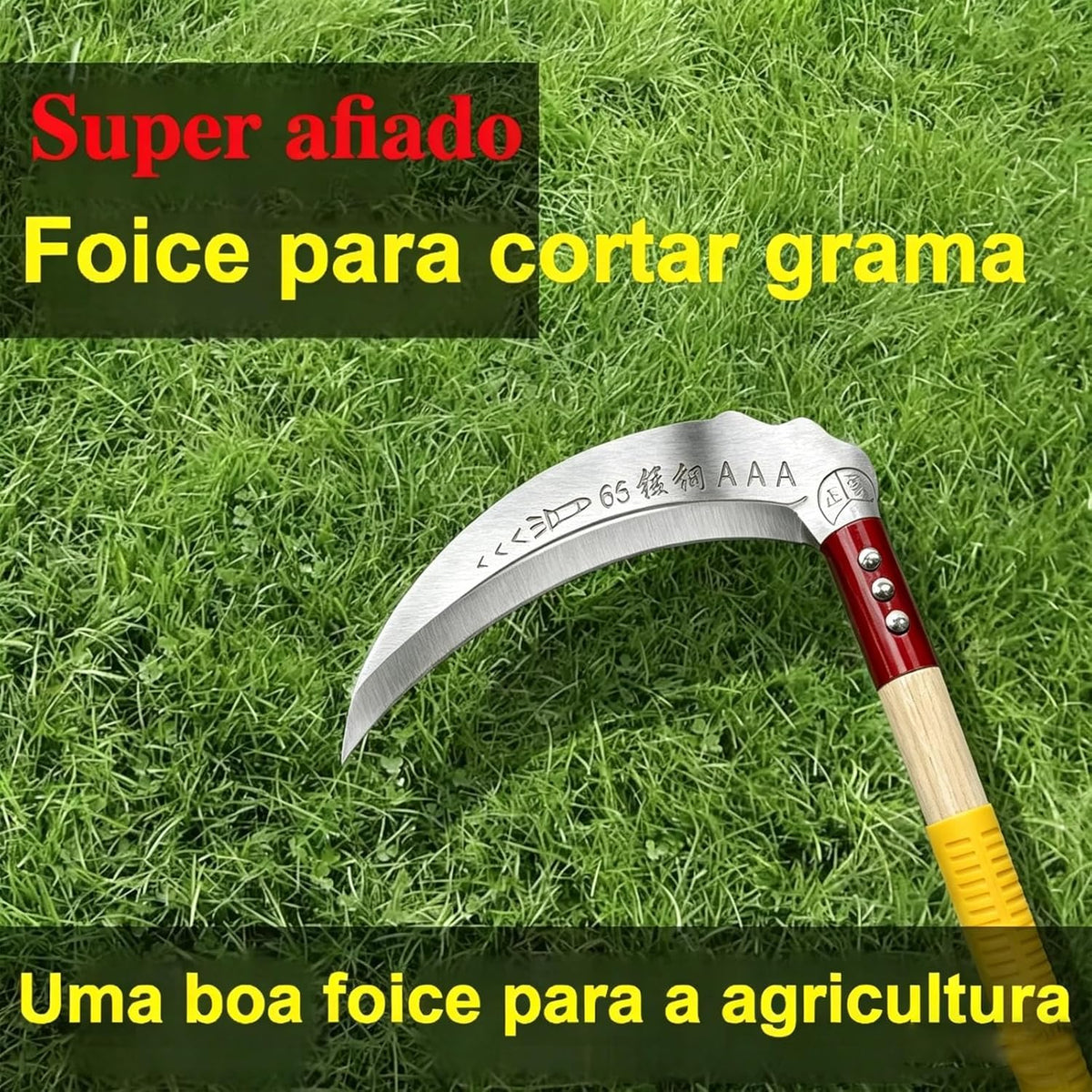 Steel Weeding Sickle,Manganese Steel Blade/Solid Wood Handle Hand held Sickle Tool - Multipurpose Gardening Weeding Grass Sickle and Farming Portable Safety Sickle