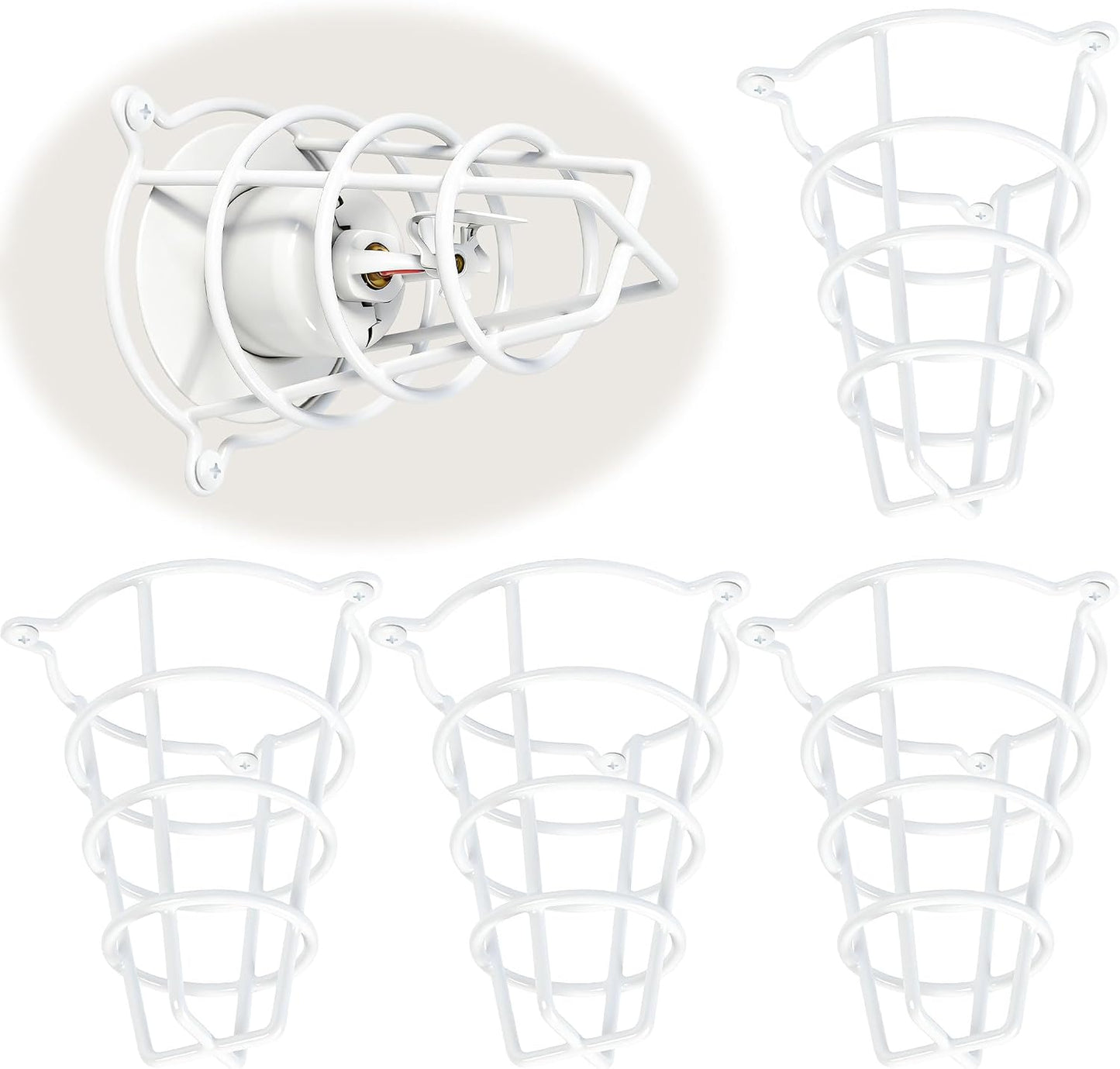(2 Pack) White Fire Sprinkler Head Guard Cover for Both 1/2" & 3/4" Sprinkler Head 6" Deep Cage