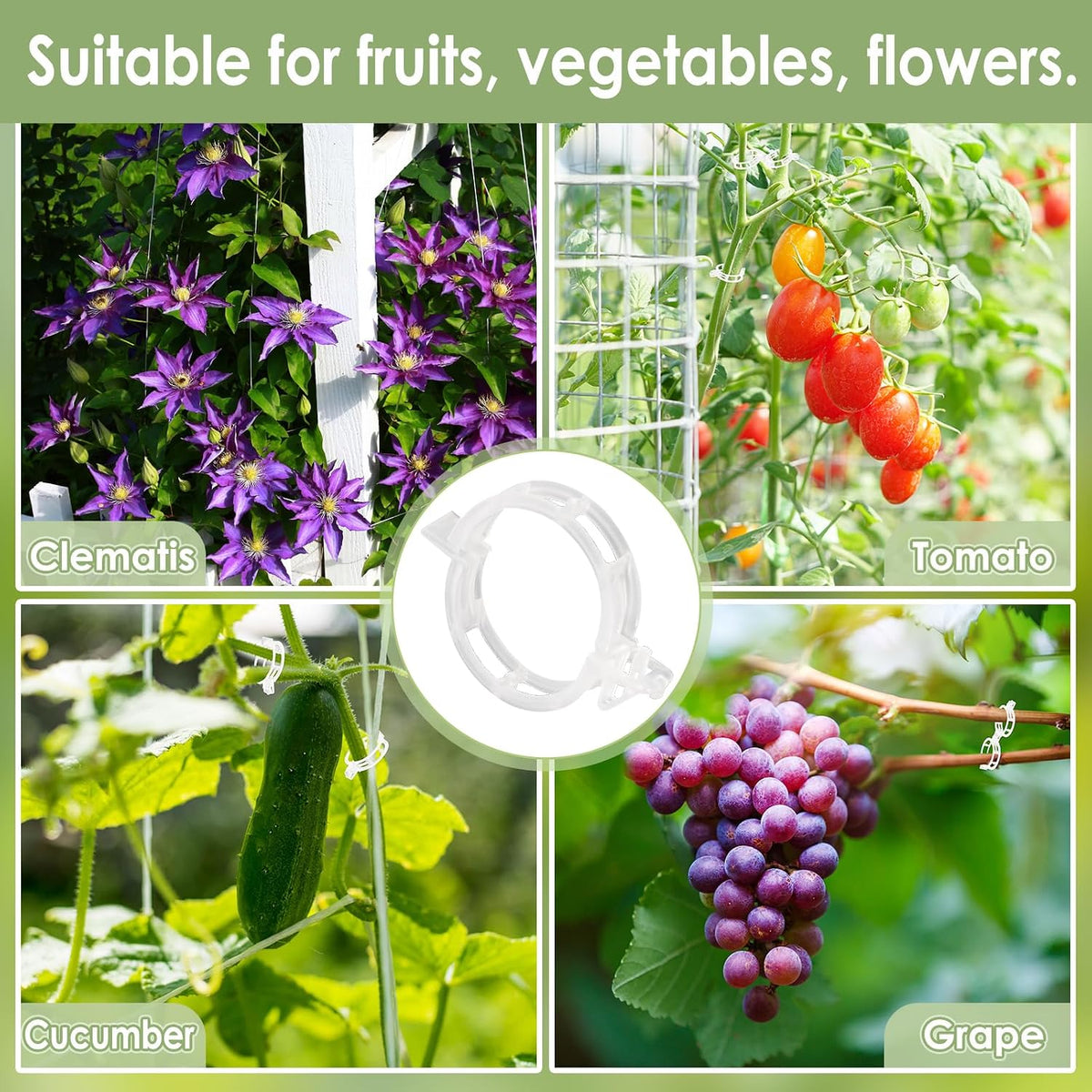 300PCS Plant Support Clips, Reusable Tomato Clips for Climbing Plants