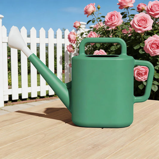 2 Gallon Outdoor Watering Can- Top & Side Dual Handle for Easy Carry & Pour
