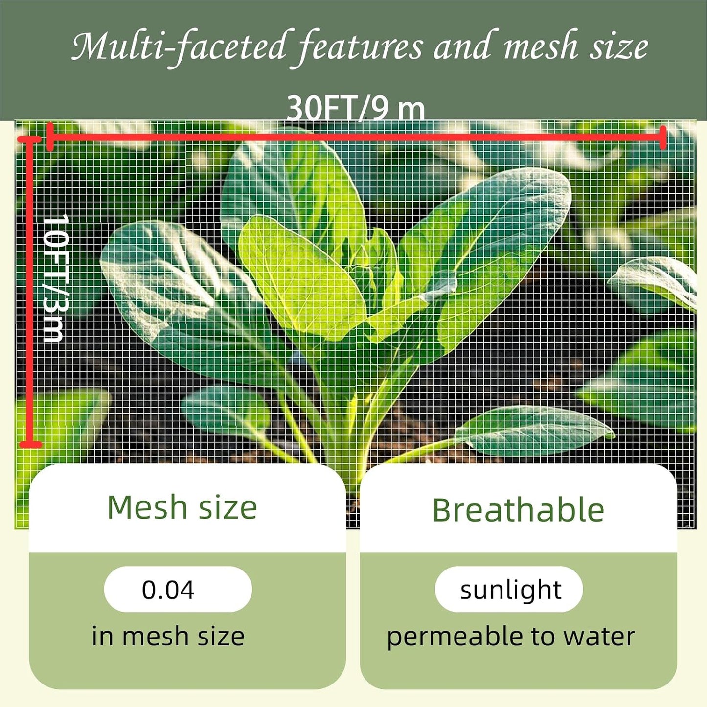 Garden Netting, 10x50FT Ultra Fine, Gardening Mesh Netting, Mosquito Net, Garden Netting for Raised Beds, Plant Covers, for Vegetable Plants, Fruits, Flowers, Crops