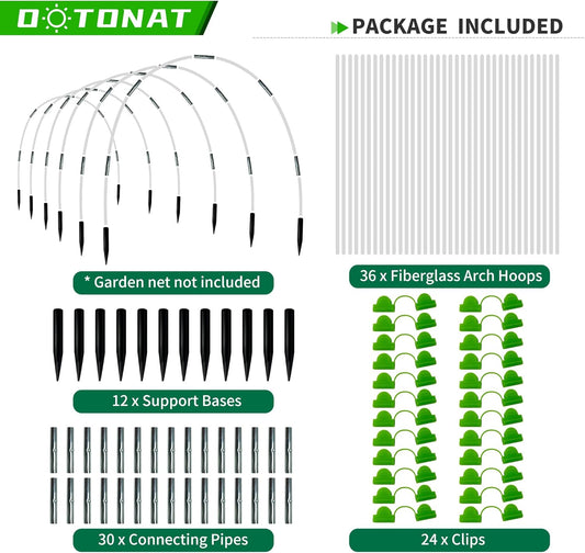 8FT Garden Hoops Grow Tunnel Kit - Rust-Free Fiberglass Frame for Raised Beds, 36pcs - DIY Plant Support for Garden Netting, Vegetable Garden Hoops Kit, Row Covers, and Greenhouse Protection
