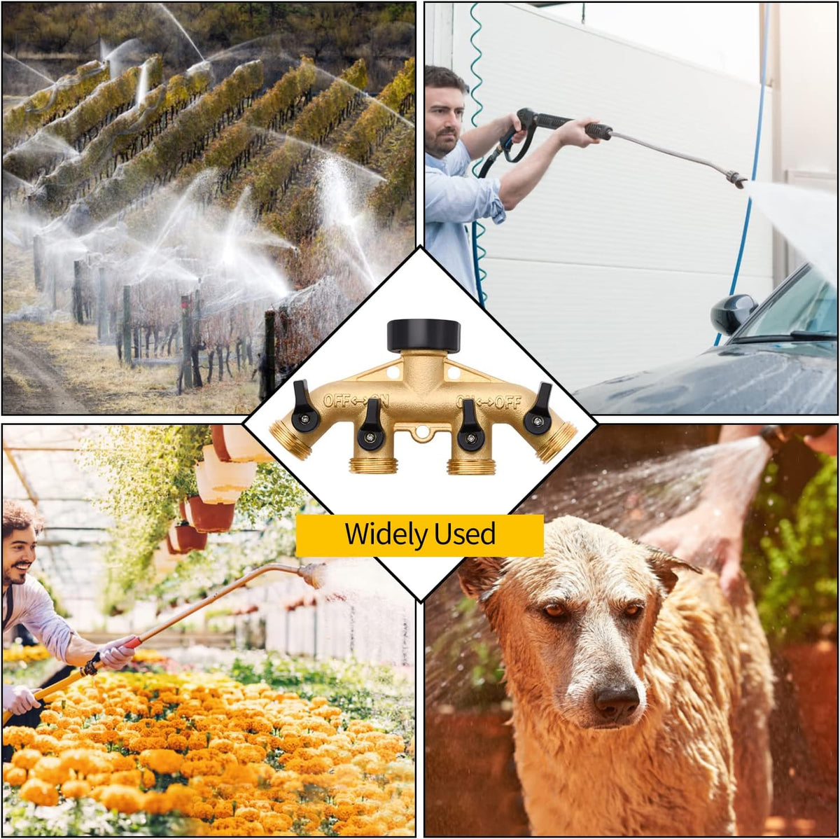 4 Way Hose Splitter with 4pcs Garden Hose Extension Adapter