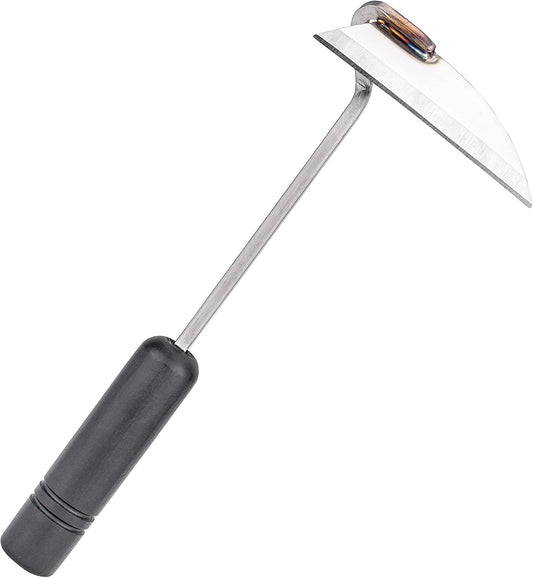 NJP100 Nejiri Gama Handheld Weeder-Scraper-Hoe, Japanese Stainless Steel 4-Inch Blade Width, 4.5-Inch Black Lacquered Beech Wood Handle