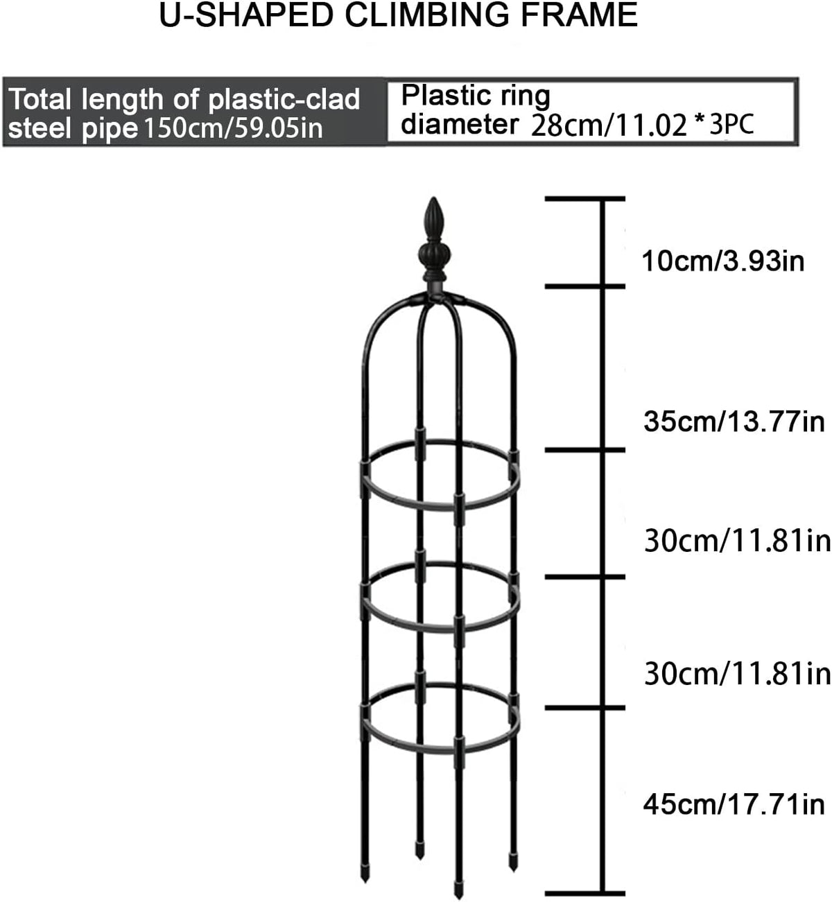 Dysetcs Tower Obelisk Garden Trellis, 3ft Tall Metal Obelisk Plant Support Gardening Climbing Frame for Outdoor Indoor Climbing Plants (1 Pack)
