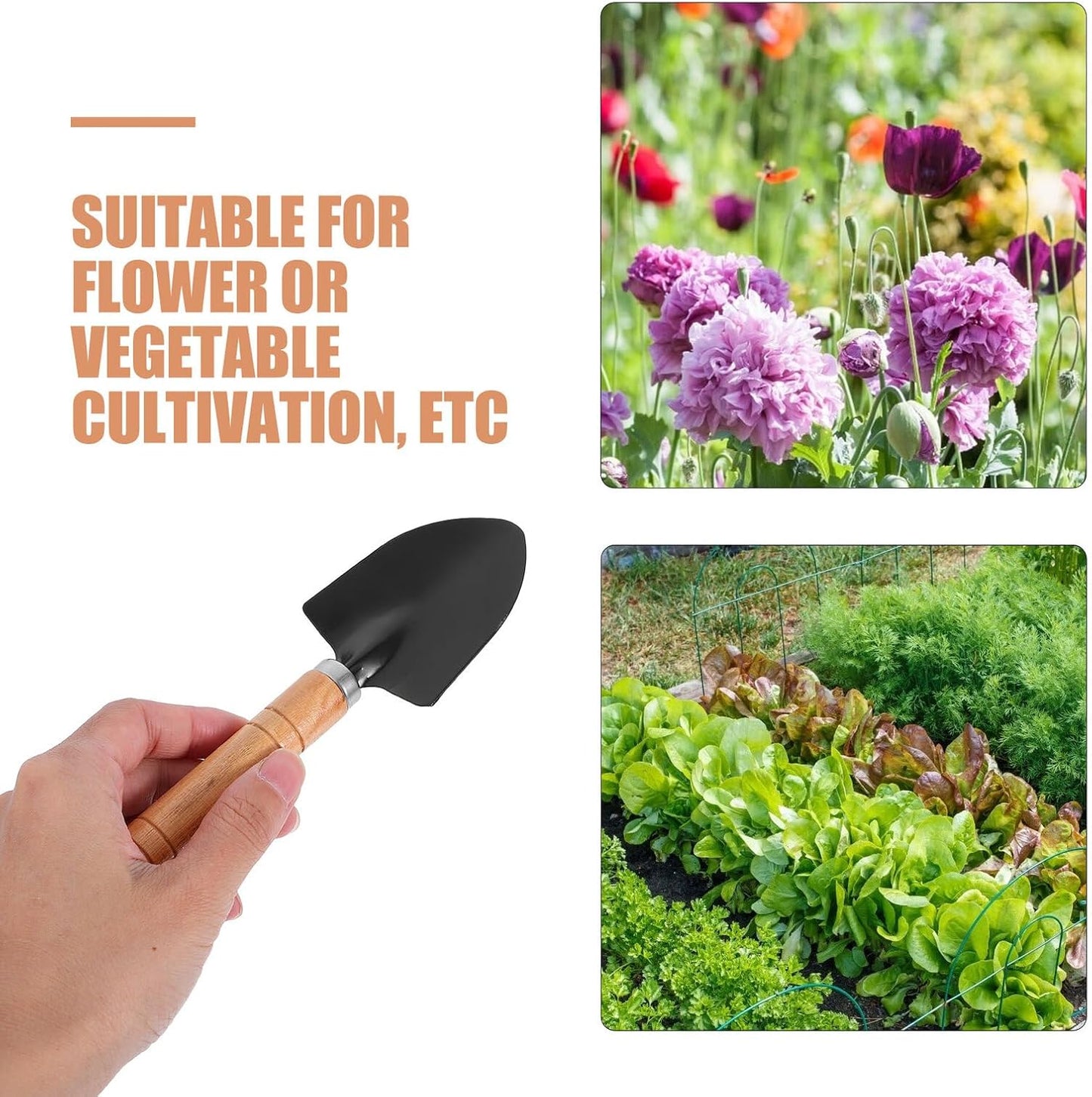 3pcs Mini Gardening Tool Set with Cultivator Rake, Transplant Trowel, and Small Shovel for Home Vegetable and Flower Planting, Heavy Duty Aluminum Hand Tools for Indoor and Outdoor