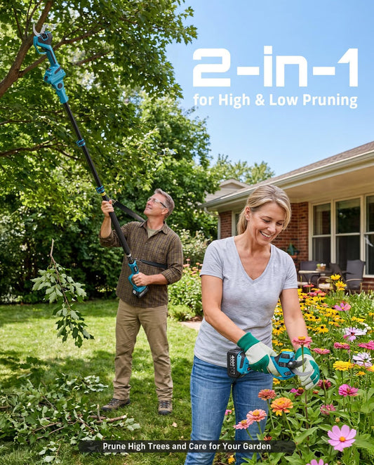 2-in-1 Pole Electric Pruning Shears, 2.2" Cut Cordless Pole Pruner
