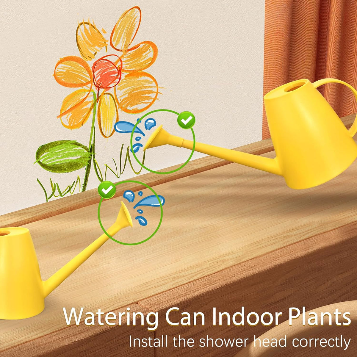 60 oz Watering Can, Small Watering Can for Indoor Plants with Long Spout