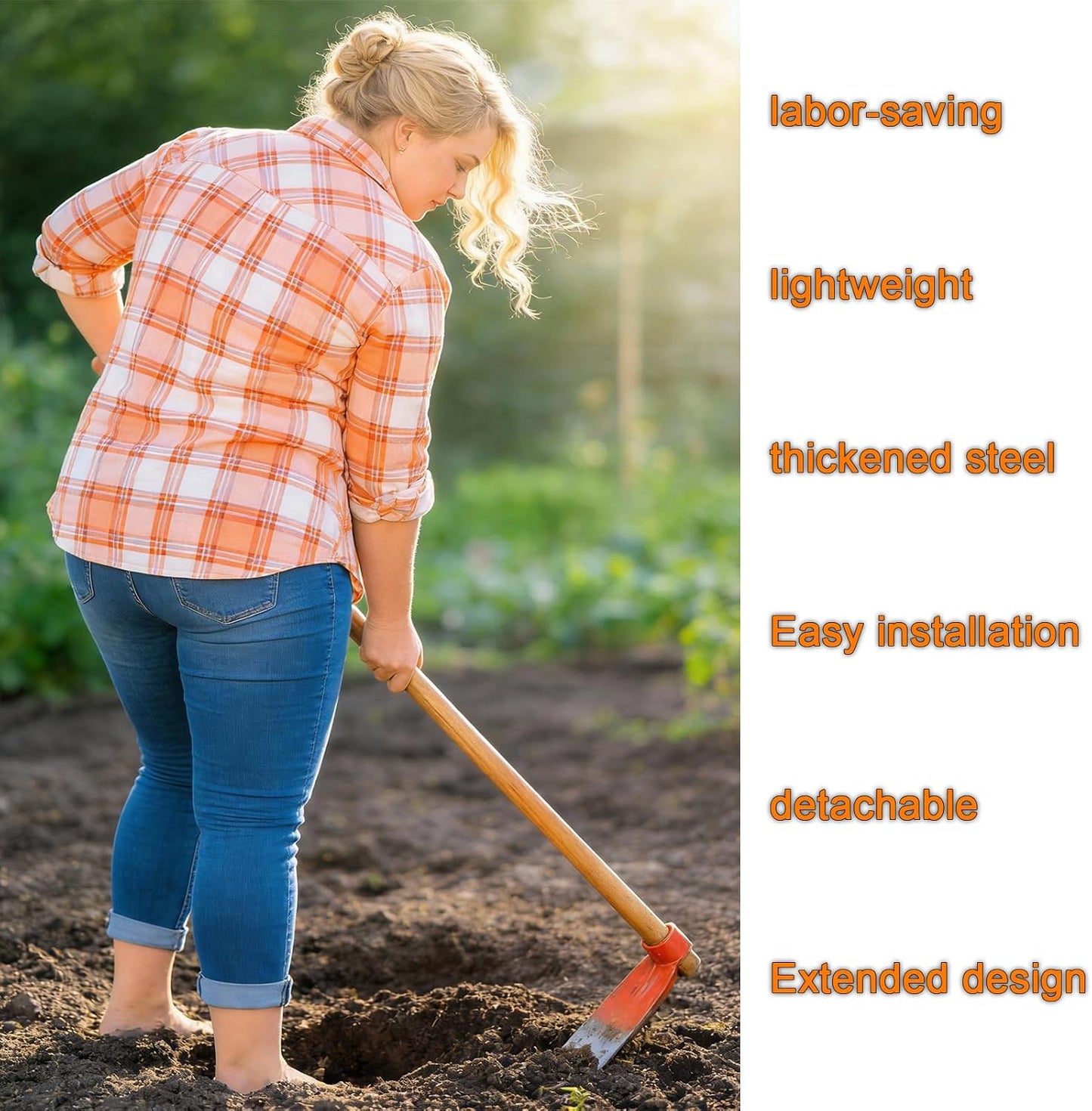 Heavy Duty Garden Round Eye Hoe for Soil Digging 2.2Lb (1Kg)- High Carbon Rail Steel, Hand-Sharpened Edge, Heat-Treated for Strength & Stable Performance(Not Included Handle)