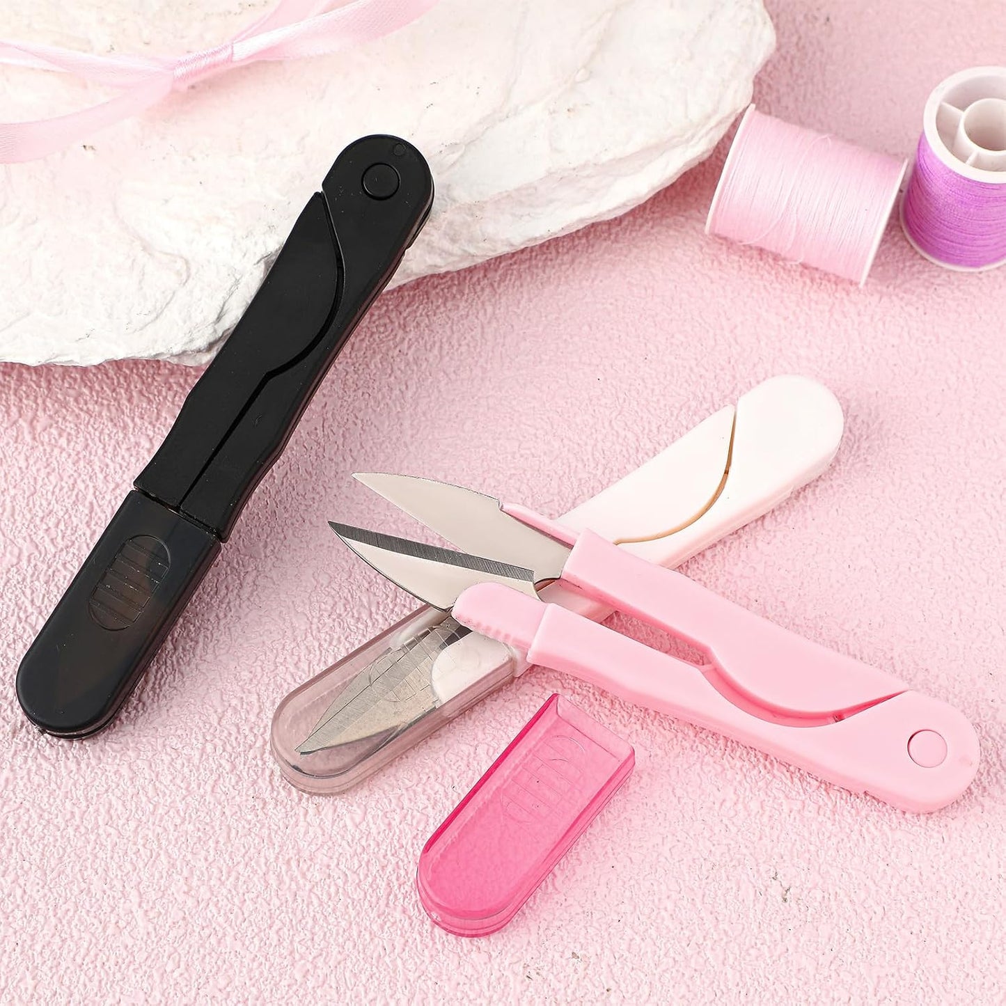 2 Pcs Sewing Scissors Thread Snips with Protective Rubber Sleeve