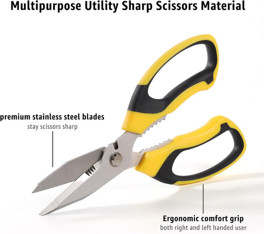 Utility Scissors All Purpose heavy duty 8-Inch Yellow