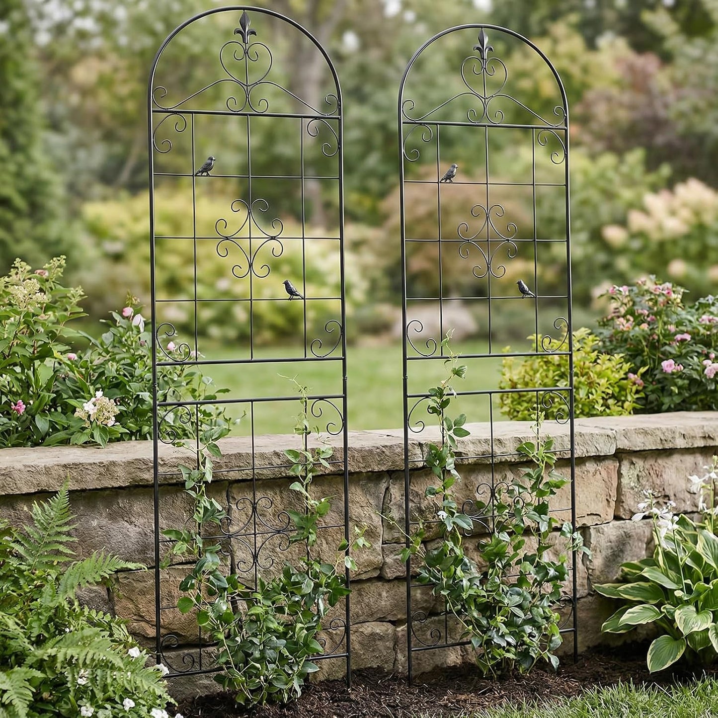 70.8" Black Metal Garden Trellis for Climbing Plants, 2 Pack