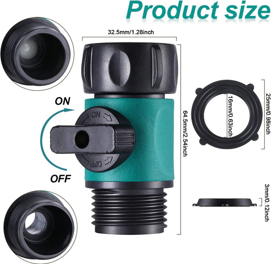 6 Pcs Garden Hose Shut off Valve, 3/4 Inch Plastic Valve,Green