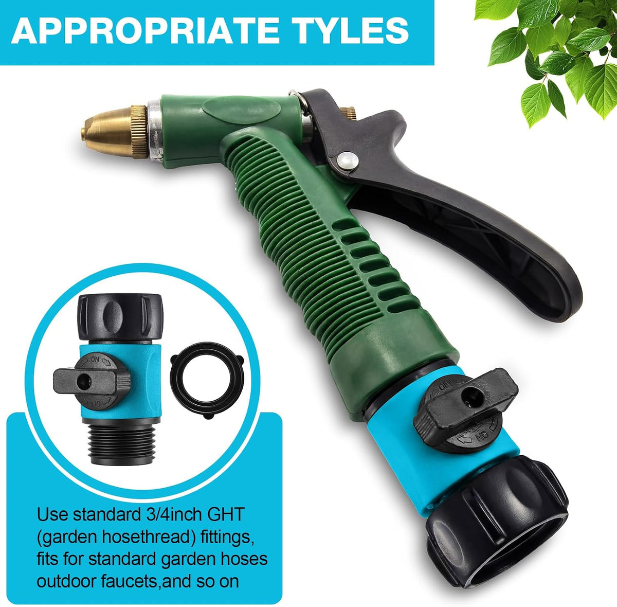 6 Pcs Garden Hose Shut off Valve, 3/4 Inch Plastic Valve,Green