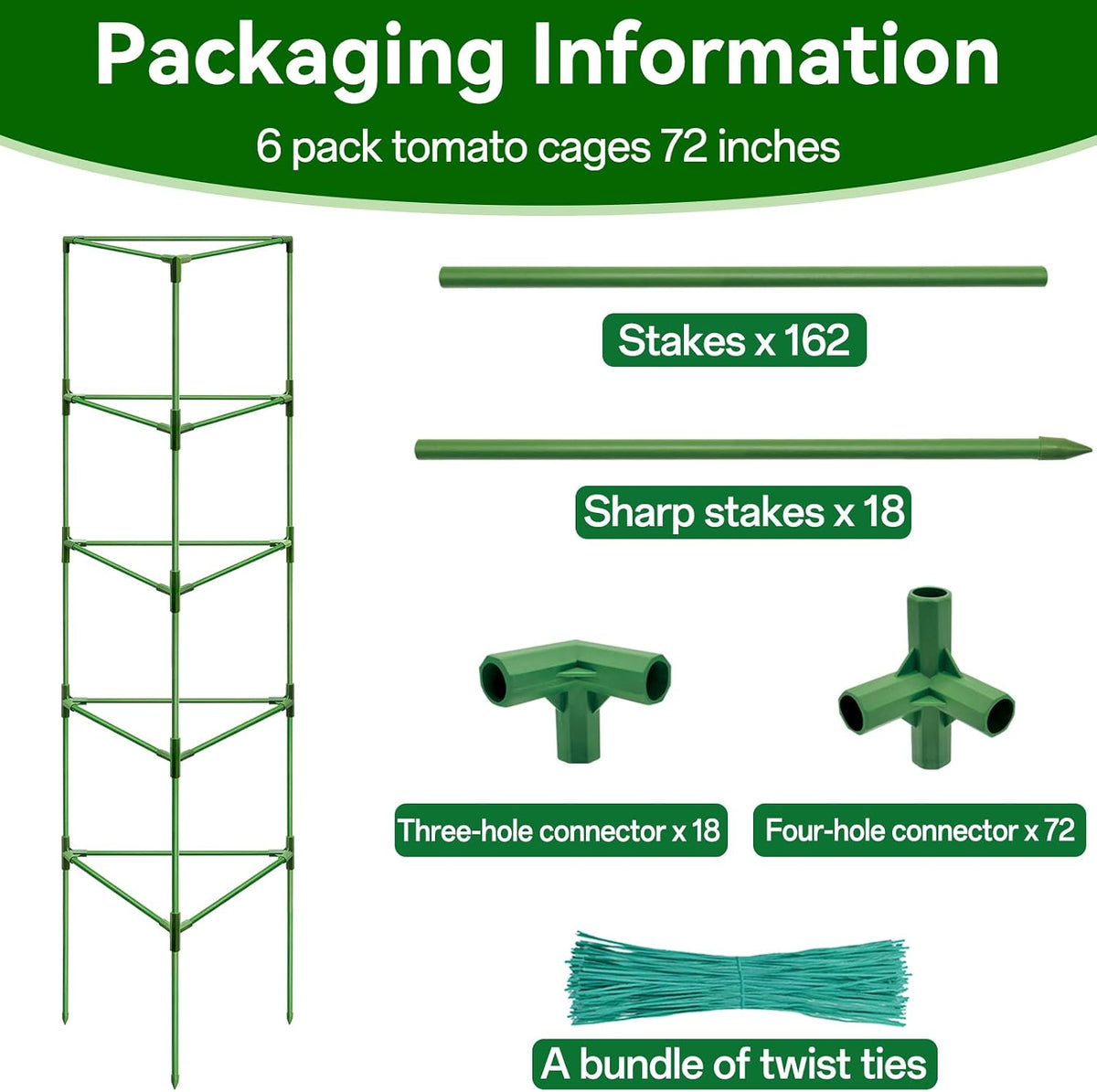 4 Pack 72" Tall Tomato Cages for Garden, Large Tomato Trellis