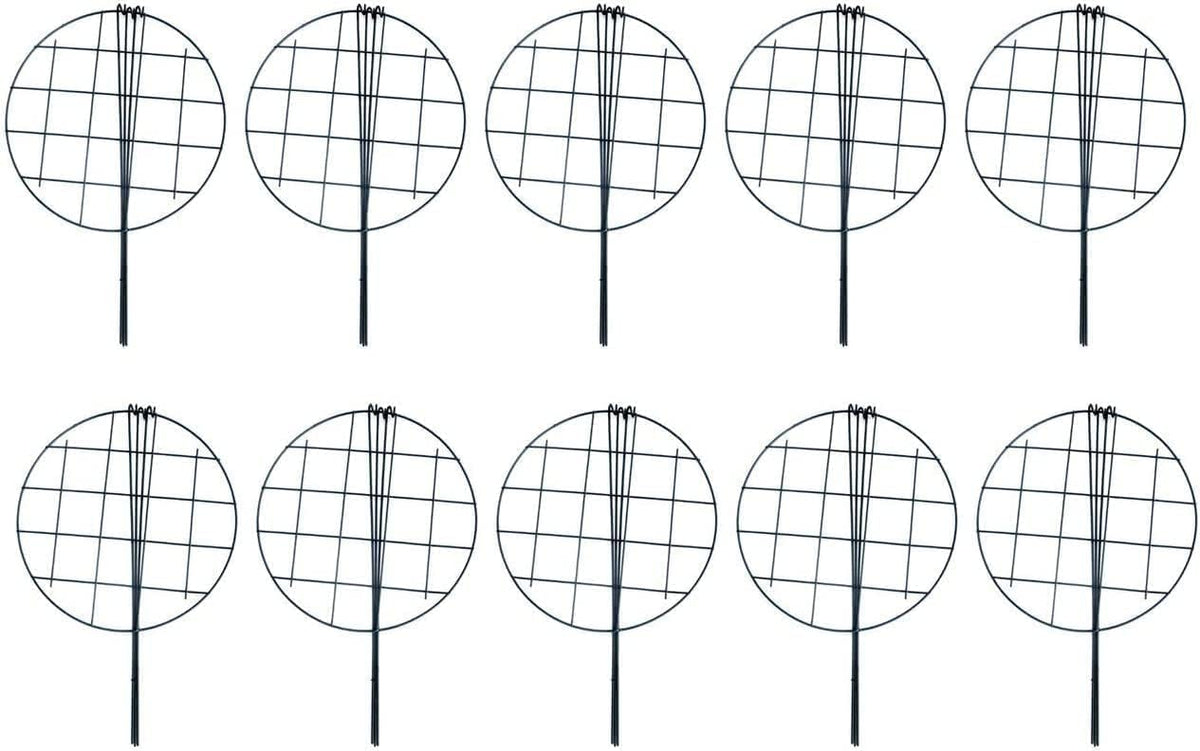 5 Pack 20 x 30 inch Poeny Cage Grow Through Grid Plant Brace Flower Support Rings, Round Metal Plant Stakes Rings, Strong Large Garden Supports for Flowers, Peonies, Rose, Lily
