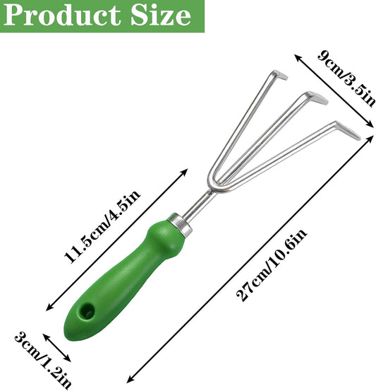 Garden Rake Soil Tiller, Stainless Steel Claw Gardening Tools Hand Rake