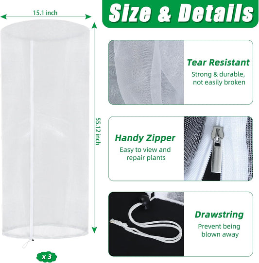 Garden Netting for Tomato Plants, Round Tomato Cage Plant Cover with Zipper