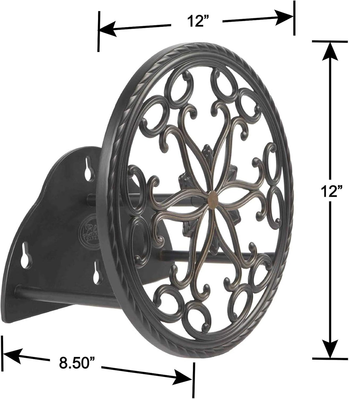 Liberty Garden 671 Wall Mount Decorative Garden Hose Butler, Holds 125-Feet of 5/8-Inch Hose - Patina