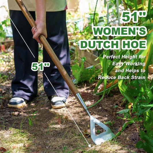 Women's Dutch Hoe, 51'' Long Handle Dutch Hoe Weeder for Weeds