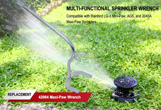 Multi-Functional Sprinkler Wrench, Replacement for 42064 Maxi-Paw Wrench, Compatible with Rainbird LG-3 Mini-Paw, AG5, and 2045A Maxi-Paw Sprinklers