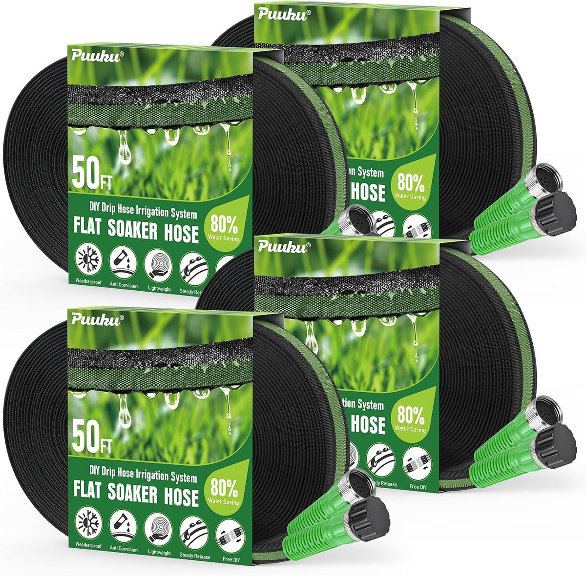 Flat Soaker Hose 100FT for Garden and Lawns