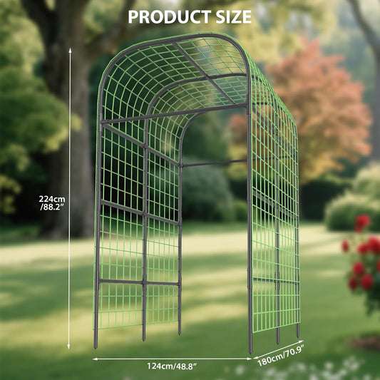 Metal Garden Arch Trellis 7.3 FT, Cucumber & Melon Trellis for Raised Beds, u-Shape Plant Support with Plastic Connectors for Climbing Vegetables, Grapes & Roses, Black