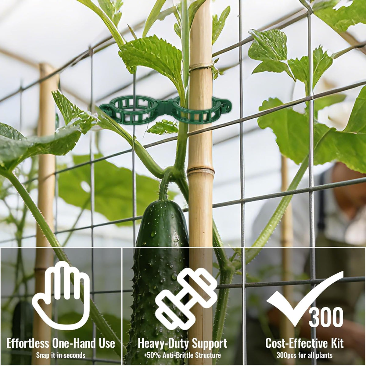 300Pcs Thickened Tomato Clips, Plant Support Clips Plastic Trellis Clips
