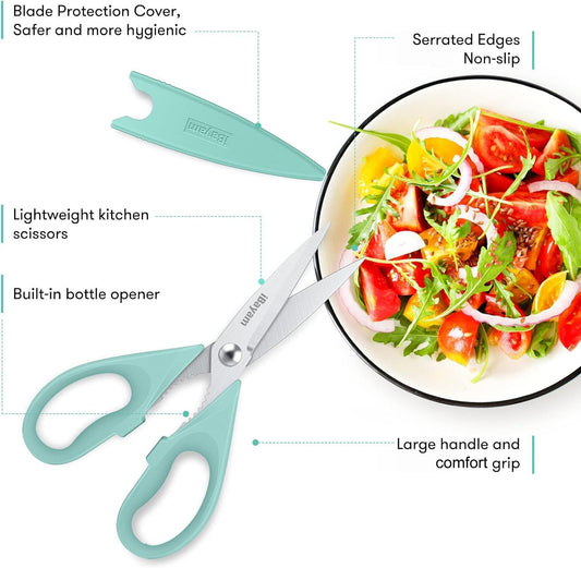 iBayam 2 Pack All Purpose Kitchen Scissors Shears Heavy Duty, Blade Covers