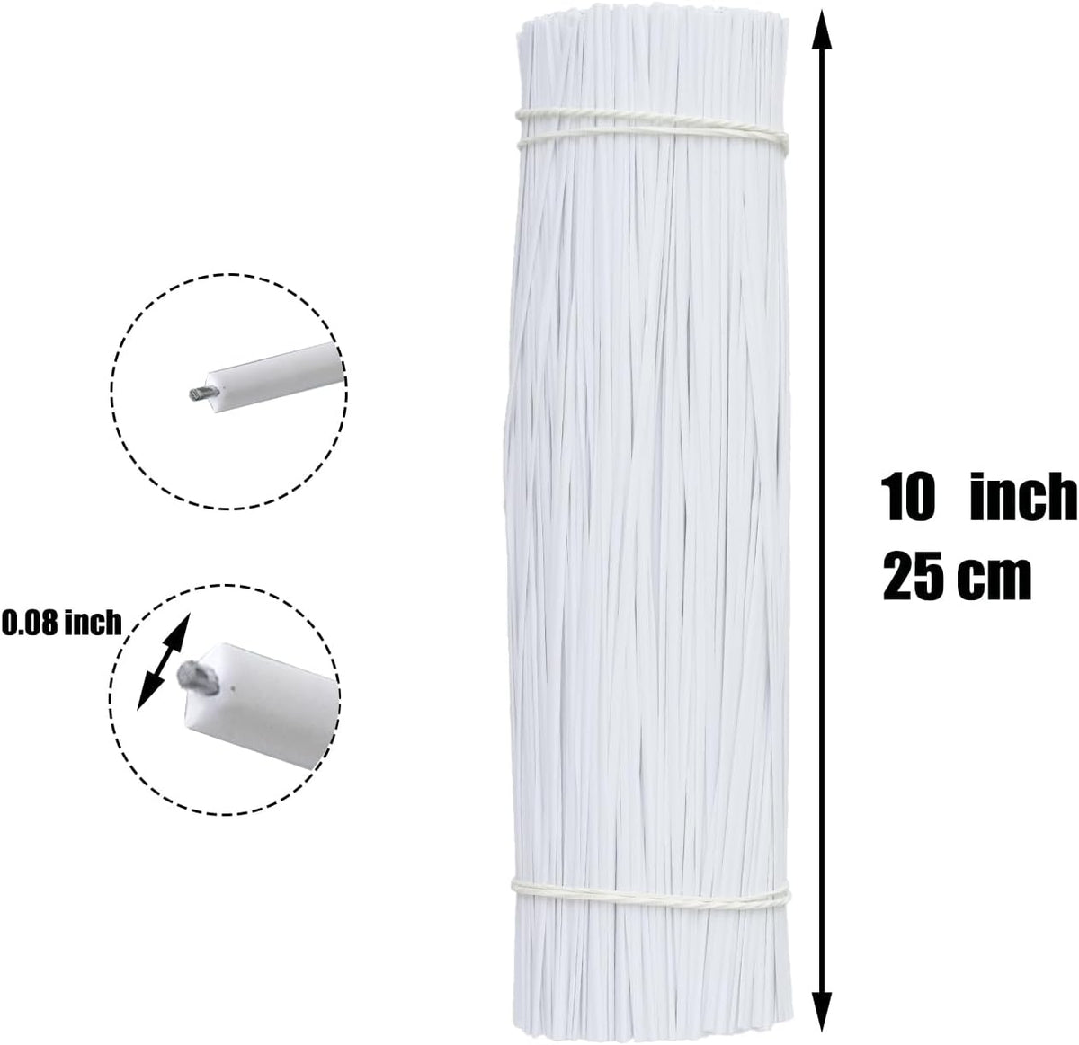 1000 pcs 6 inch White Cable Twist Ties Plastic Twist Ties with Rugged Metal Innercores Reusable Fastening Cable Cord Wire Ties
