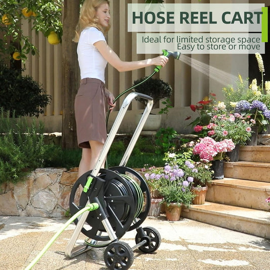 Hose Reel Cart, Holds 75-150 Feet of 5/8" Hose