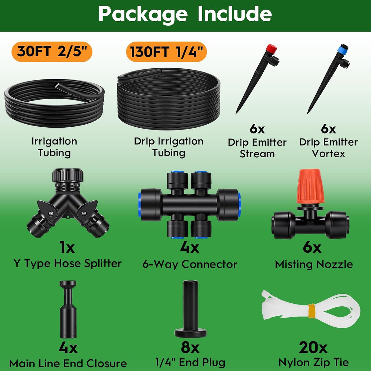 200FT Quick-Connect Drip Irrigation System