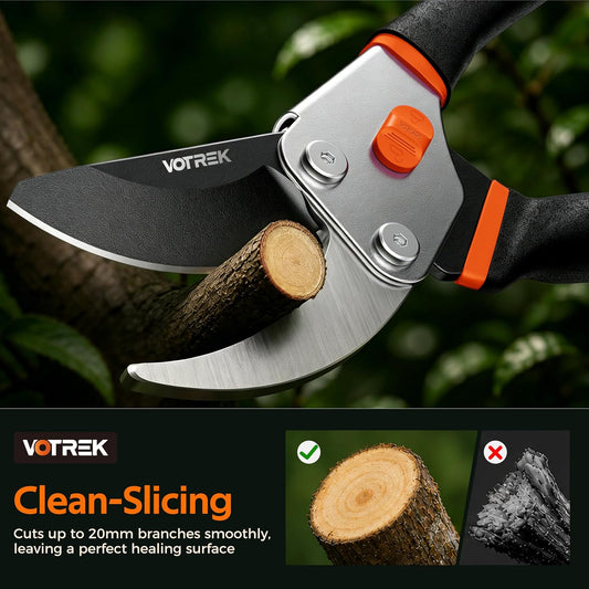 8.5" Bypass Pruning Shears, Jam-Proof Spring Clippers for branches