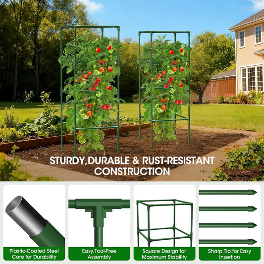 4 Pack Tomato Cage for Garden Support, 43 inch Tall Adjustable Plant Support Stakes, Tomato Trellis Extra Bold for Climbing Vegetables Plants Flowers