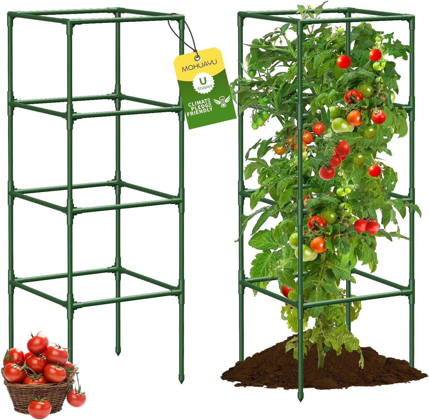 4 Pack Tomato Cage for Garden Support, 43 inch Tall Adjustable Plant Support Stakes, Tomato Trellis Extra Bold for Climbing Vegetables Plants Flowers