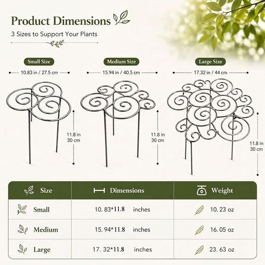 Metal Plant Support Ring for Garden, Heavy Duty Grow-Through Peony Cage Stand, Tall Flower Cage Stand for Garden, Dahlia & Hydrangea Outdoor Plant Stakes (1, Small)