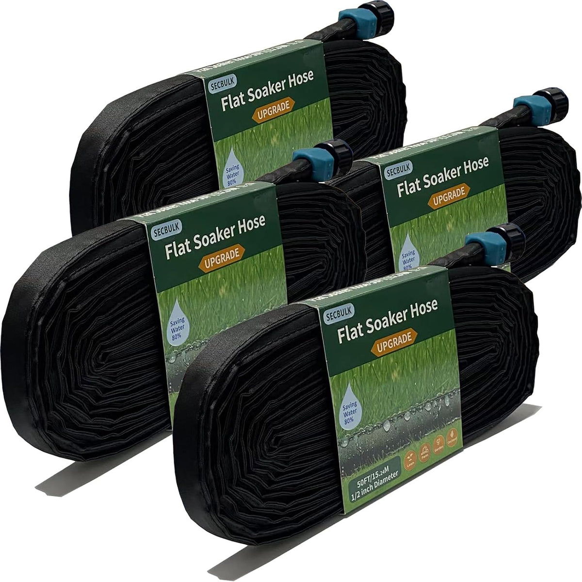 2026 Flat Soaker Hose 20 ft for Garden, 20' (10ft x 2) Linkable Drip Hose Diy Garden Irrigation System Saving 80% Water, Dual-layer Leak-free Design Water Hose with Holes