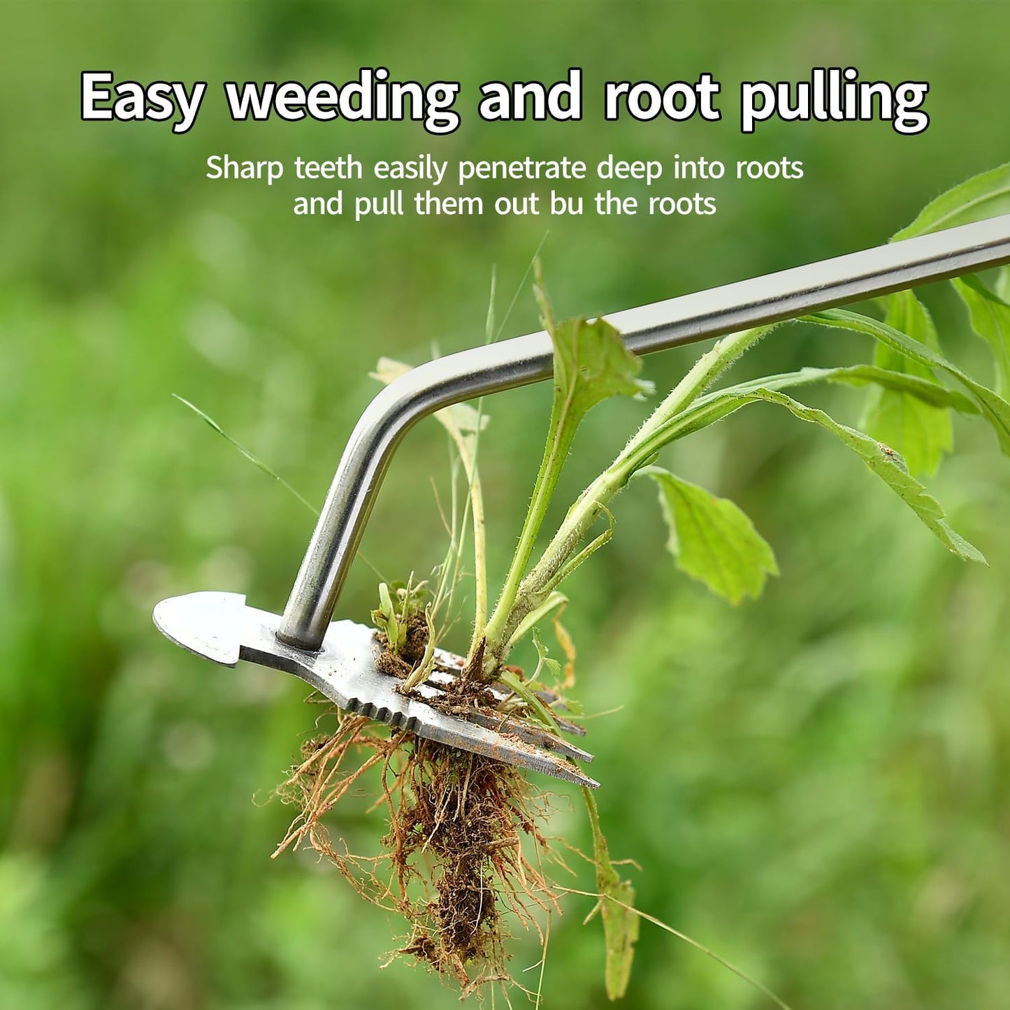Weed Puller Tool,2024 New Garden Weeder Tool Stainless Steel Hand Weeder Tool,4 Teethes Dual Purpose Weed Remover Tool Weeding Tools for Gardening (Rubber Handle)