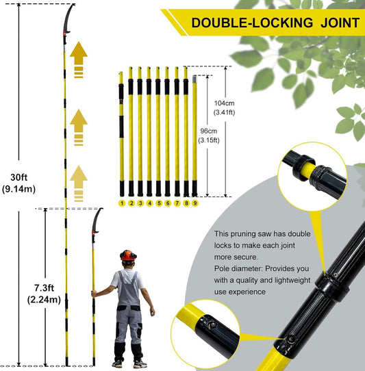 7.3-30FT Adjustable Manual pole saws for tree trimming