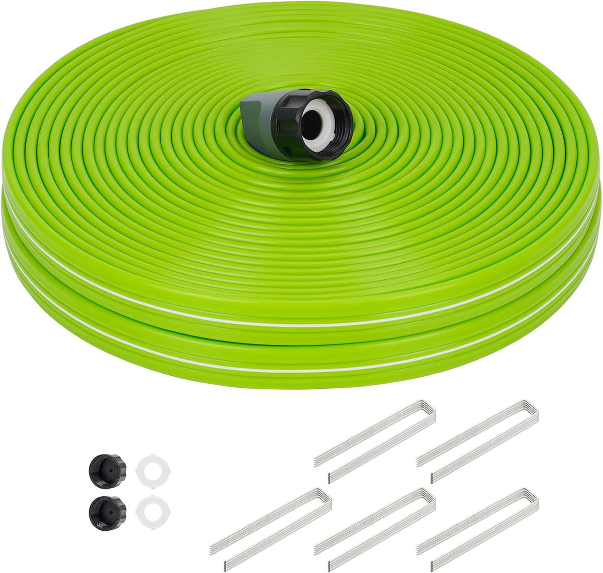 Sprinkler Soaker Hose 50FT with Holes, Garden Watering Hose with Stakes, Drip Hose Sprinkler, Efficient Saving Water for Lawn Garden and Yard, Leakproof