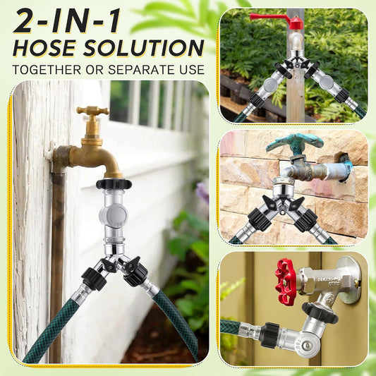 1 Pack 2-Way Garden Hose Splitter with Swivel Connector, 3/4" GHT