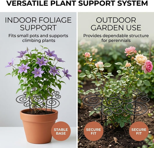 Peony Cages and Supports Ring for Garden, Decorative Grow Through Rings, Provide Dependable Structure for Perennials and Herbaceous Plants, Assisted Plant Growth (Medium)