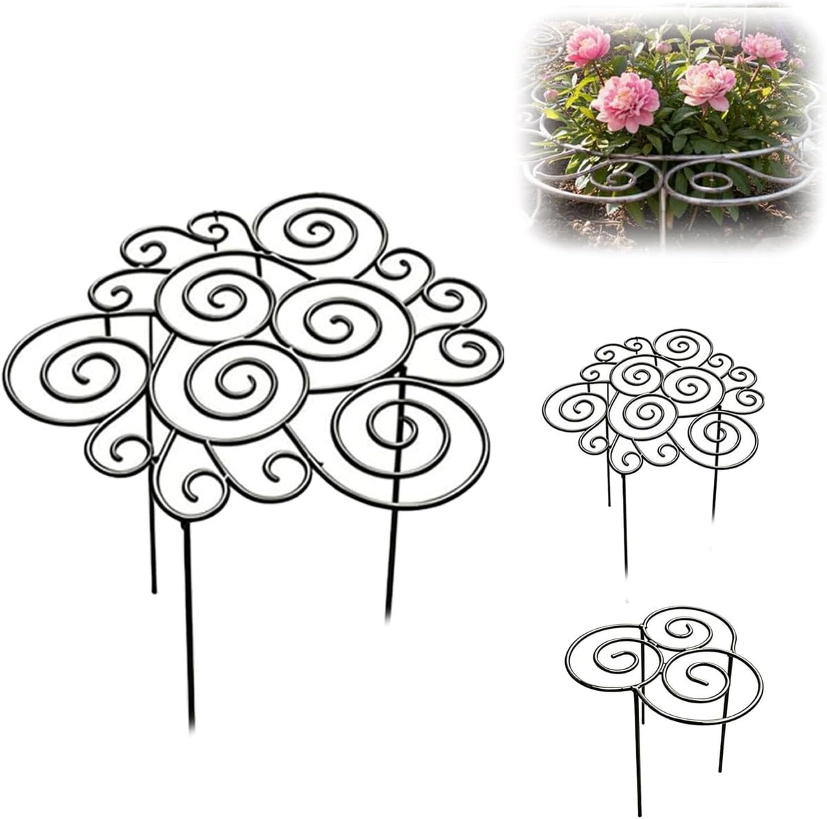Peony Cages and Supports Ring for Garden, Decorative Grow Through Rings, Provide Dependable Structure for Perennials and Herbaceous Plants, Assisted Plant Growth (Medium)